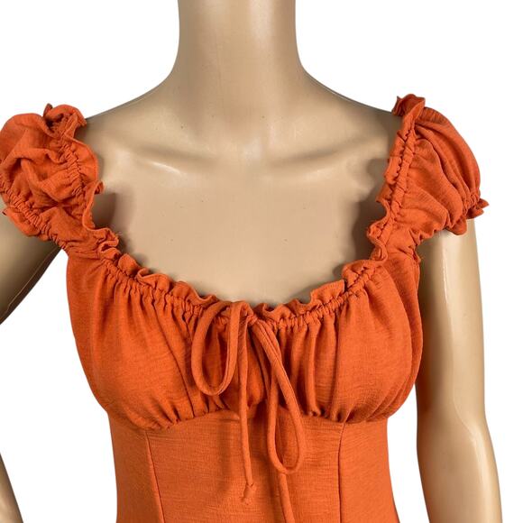 Urban Outfitters Blair Orange Pumpkin Spice Milkmaid Mini Dress SZ S - Picture 6 of 13